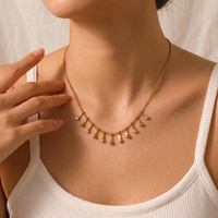Collier ras du cou en acier inoxydable avec strass multiples pour femme, étanche, chaînes de clavicule, accessoires de bijoux pour le cou, vente en gros