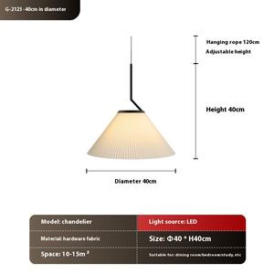 Lampe à suspension crème pour salle à manger style italien Lampe de table pour café à trois têtes Luminaire crème plissé - Product Image 6