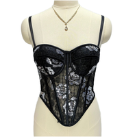 Bustier corset en maille pailletée, Crop top style euro-américain, Caraco ajusté à la taille, Lingerie sculptante