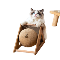 Tiang Garukan Kucing Ramah Lingkungan, Lipat, Tahan Lama, Berbahan Karton Bergelombang dengan Mainan Interaktif Kayu Sisal