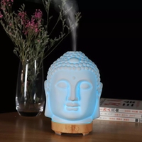 Diffuseur ultrasonique d'huile essentielle pour aromathérapie, dispositif en céramique avec tête de bouddha de haute qualité, capacité de 120 ML