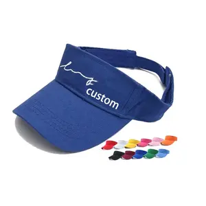 엠퍼 탑 여름 차양 UV 보호 자수 인쇄 로고 야외 조정 가능한 스포츠 골프 여성 썬 바이저 모자