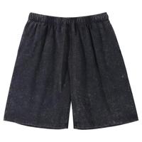 6323 En gros Shorts en coton délavé à l'acide pour hommes, taille élastique avec cordon de serrage, coupe ample et jambe large, pour le sport