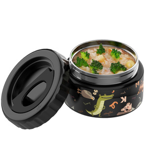 Thermos à soupe isotherme noir de 12 oz à large ouverture pour aliments chauds, récipient à lunch en acier inoxydable anti-fuite pour enfants, boîte à nourriture - Product Image 1