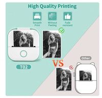 Printer Saku Phomemo T02 Printer Termal Portabel Pembuat Stiker Tanpa Tinta Printer Mini Nirkabel untuk Rumah Sekolah Kantor Struk