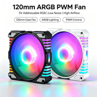 Ventilador de Caja QiuzAim de 120 mm ARGB, Ventilador de Refrigeración PWM de 4 Pines, Luz RGB Direccionable de 5 V, Alto Flujo de Aire, Bajo Ruido, Ventilador de Refrigeración para Caja de PC