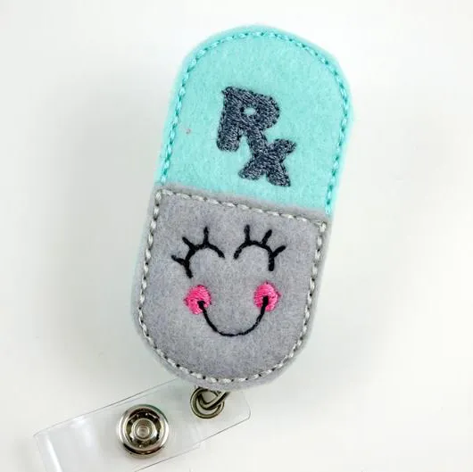 Smiley аптека tech RX таблетки декоративные фетровые медсестры ремешок Выдвижной id бейдж держатель