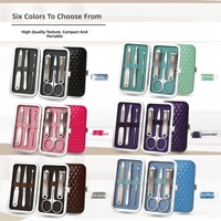Ensemble de manucure 6 pièces en acier au carbone, kit de coupe-ongles coudé avec lime à ongles, pincettes, cure-oreilles, ciseaux, étui portable, cadeau