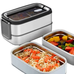 Vendita calda impilabile Click To Go Bento Box giapponese 3-In-1 scomparto per la preparazione dei pasti Lunch Box con cucchiaio forchetta