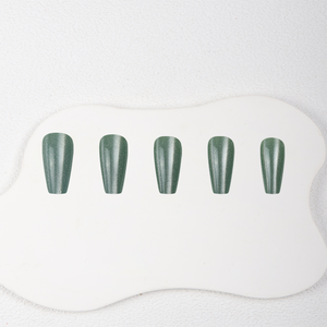 <span class=keywords><strong>Faux</strong></span> Ongles à Presser Réutilisables pour Femmes, Couverture Complète, Forme Ballerine Moyenne, Vert Sauge Pailleté Brillant, Style Français, en ABS, pour Usage Quotidien et Soirées, Beauté - Product Image 2