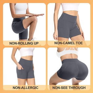Custom 4" High Waisted Biker <strong>Shorts</strong> With Pocket for Running <strong>Cycling</strong> Super Soft Workout Yoga <strong>Shorts</strong> for <strong>Women</strong> - Product Image 4