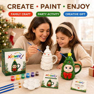 <span class=keywords><strong>Kit</strong></span> de <span class=keywords><strong>Pintura</strong></span> para Tazas de Cerámica con Diseño de Árbol de Navidad, para Niños, Pinta Tu Propia Taza de Café con Personajes Navideños, Set de Regalo de Arte y Manualidades - Product Image 3