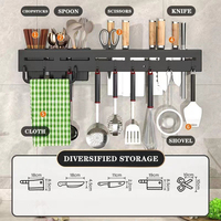 Organiseur de cuisine à succès, étagère en acier inoxydable, support de rangement pour couteaux, support mural pour épices, porte-ustensiles et porte-baguettes