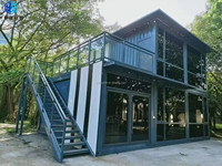 Maison préfabriquée en conteneurs à deux étages, bâtiment modulaire détachable avec balcon pour villa, bureau et boutique