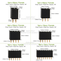 DIP delikten tek sıra kadın 2 3 4 5 6 8 10 12 15 20 40 Pin başlık altın kaplama Pcb için 2.54mm Pitch Pinheader konektörü