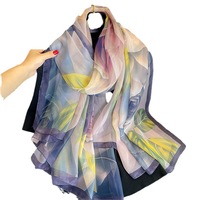 Nouvelle Écharpe Longue Florale en Fil Doux Style 2026 – Châle de Plage Tendance et Polyvalent pour la Protection Solaire