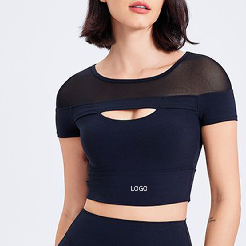 Sports Top Short Sleeves Quick-Dry Breathable Yoga Fitness T-Shirt Slimming Coaster Shoulder Drop Four-Way Stretch Skinny Fit