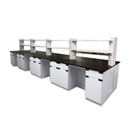 Banc de travail d'angle avec armoire complète, banc d'essai opérationnel avec plan de travail en trempé