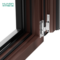 Fenêtre battante moderne Huasin en bois recouvert d'aluminium avec cadre fin, rupture de pont thermique, persienne minimaliste pour usage hôtelier et cuisine