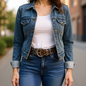 Cintura con Fibbia Rotonda Stampa Leopardata 4Cm Accessori Moda Donna - Product Image 2