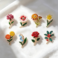 Lot de broches émaillées personnalisées à thème floral, style rétro, pour usage quotidien, décoration de fête, cadeau, en stock