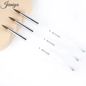 Jieniya Transparent Handle Superior Quality Classical Design Kolinsky Acrylic 3D Nail Brush Art Different Size 3d pens