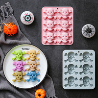 Moule en silicone antiadhésif pour gâteaux, thème Halloween Crâne, de qualité alimentaire, réutilisable, mignon, magnétique, pour chocolat, bonbons et glaçons DIY