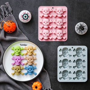 Halloween Skull Theme Nonstick Silicone <b>Cake</b> <b>Molds</b> Food-Grade Reusable Cute Silicone Magnetic Chocolate, Candy & Ice DIY <b>Mold</b> - Product Image 6