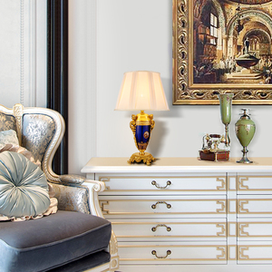 Brass <strong>Art</strong> <strong>Deco</strong> Trophy <strong>Table</strong> Lamp Fabric <strong>Lampshade</strong> French Vintage Luxury Living Room Bedroom Study <strong>Table</strong> Top Decorative Lights - Product Image 3