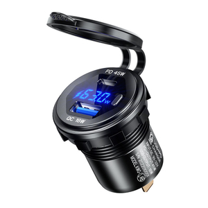 Adattatore per <span class=keywords><strong>Accendisigari</strong></span> QC3.0 in Lega di Alluminio con Voltmetro Digitale, Caricatore Auto USB-C PD45W a Ricarica Rapida per Laptop e Tablet - Product Image 1