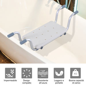 HOMCOM Asiento de bañera de plástico y aleación de aluminio, taburete de bañera Ancho ajustable 73-83cm, carga máxima 150kg - Product Image 6