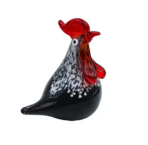 高品质现代独特穆拉诺玻璃动物雕塑艺术玻璃工艺品吹制手工复活节鸡家居装饰礼品