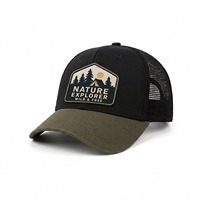 Casquette Trucker Personnalisée Broderie Patch Visière Courbe Dos en Maille Respirante pour Camping Extérieur Style Vintage Toile Rayée Tendance