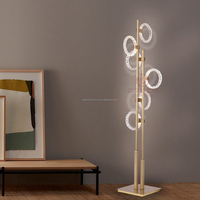 Lampe sur pied LED moderne nordique, éclairage décoratif d'intérieur pour salon avec anneau en métal acrylique, base E27, corps en aluminium