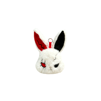 Pendentif en peluche lapin blanc avec motif bleu et oreilles étoilées, breloque style Lolita pour les boutiques d'accessoires Harajuku