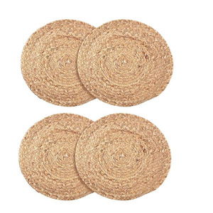 Japanese Style Straw Rope Woven <b>Round</b> <b>Mat</b> Heat Insulation Non Slip Kitchen Coasters Set Of 4 - Product Image 1