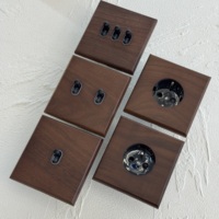 Interruptor de pared de doble polo con panel de nogal, estilo retro, 86 16A/20A, enchufe universal europeo/UK, 250V 10A, para villa de lujo