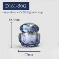 Pot de crème de luxe bleu 50g 30g 20g avec couvercle dôme doré et anneau, personnalisable en usine, en plastique PS MS, surface sérigraphiée, flacon de crème
