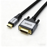 Câble vidéo et de données USB-C vers DVI mâle, coque en alliage d'aluminium, gaine en PVC, blindage tressé, vente en gros usine ZONG