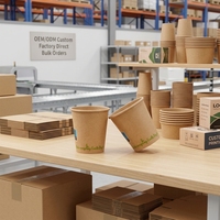 Boîte à emporter et gobelet à soupe en papier kraft jetables, écologiques, imperméables, pour usage en restaurant, avec couvercles, compatibles micro-ondes, compostables