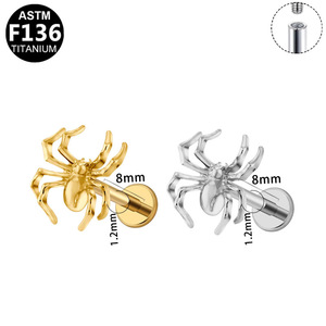 Boucles d'oreilles clous en alliage de titane G23 avec zircon marquise, forme lune, sertissage à griffes, pour usage quotidien, bijoux de piercing unisexe - Product Image 4