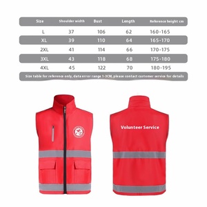 Tùy chỉnh polyester nylon màu Đỏ phản chiếu an toàn Áo khoác làm việc tình nguyện vest từ thiện Nghĩa Vụ quảng cáo Logo hỗ trợ - Product Image 5