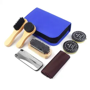 Shoe Shine Tool Care Shoe Cleaning Brown/Black/Blue 7 Piece Travel Shoe Care Set