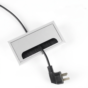 Elegant Modern Stainless Steel Conduit Box for Home Office Desk Soft Closing Design Silver+<b>Black</b> Color GQK Brand Model GW2571707 - Product Image 1