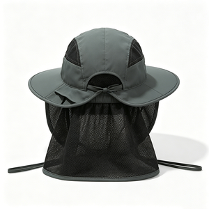 Unisex UPF50+ <b>Neck</b> <b>Flap</b> <b>Sun</b> <b>Hat</b> Wide Brim Quick Dry Mesh Outdoor Fishing Hiking Safari Bucket <b>Hat</b> <b>with</b> Wind Lanyard - Product Image 3