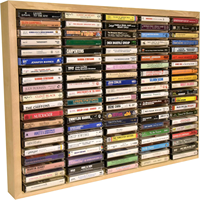 Présentoir mural sur mesure en acrylique transparent pour cassettes audio et tampons encreurs, avec étagère à compartiments en Lucite pour un tri facile