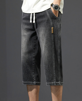 Été slim mode simple avec pantalon capri en denim tendance respirant pour hommes