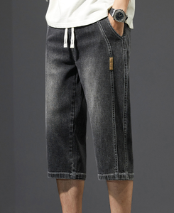 Estate slim alla moda semplice con pantaloni capri in denim da uomo di tendenza traspirante - Product Image 5