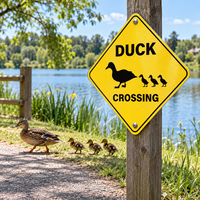 Panneau d'avertissement de passage pour oiseaux aquatiques en aluminium réfléchissant jaune haute visibilité, signalisation routière personnalisée pour allées extérieures