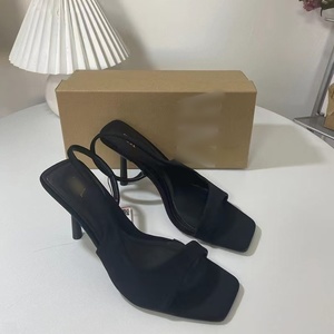 Escarpins élégants à bout ouvert carré pour femme, talon fin et sexy, style français, pour mariage, bride, talon aiguille fin - Product Image 2